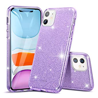 ESR Glitter Case Compatible for iPhone 11 Case, Glitter Sparkle Bling Case [Three Layer] for Women [Supports Wireless Charging] for iPhone 11 6.1" (2019), Purple