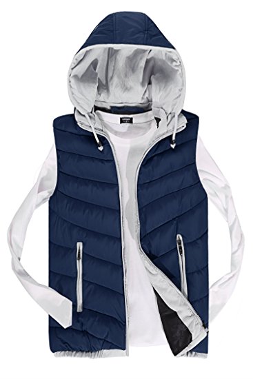 Coofandy Men's Zipper Outerwear Vest Removable Hood Sleeveless Jackets