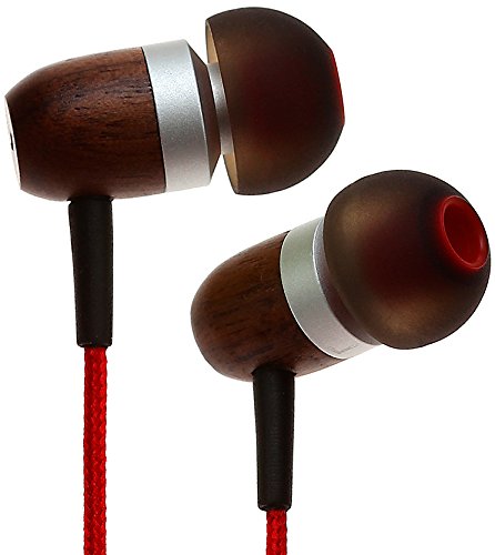 Symphonized GLXY Premium Genuine Wood In-ear Noise-isolating Headphones with Mic and Nylon Cable Red