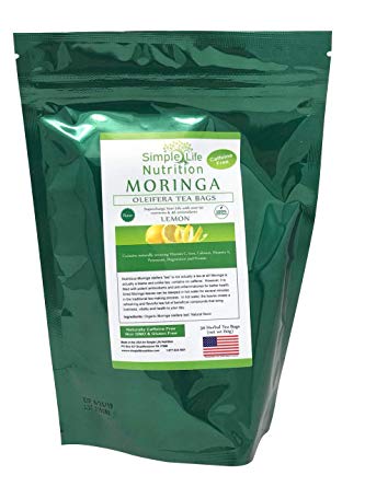 Simple Life Nutrition Organic Moringa Oleifera Tea - Packed with Antioxidants/Vitamins/Minerals (Lemon)
