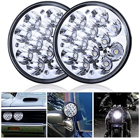 H5001 Led Headlight Par46 LED Light for Unity Spotlight, 5.75" 5-3/4" Round Led Pods for Truck Offroad Led Work Light Replacement Sealed Beam Projector 36W Chrome(2 Pcs)