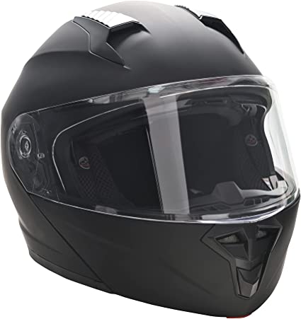 HOMCOM Casco de Moto Integral Talla L-59-60 cm Casco de Motocicleta con Doble Visera Cabezal Anticolisión y Ventilaciones con Certificación Europea Unisex Color Negro