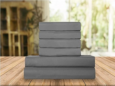 Elegant Comfort Luxury Soft Bed Sheets 1500 Thread Count Percale Egyptian Quality Softness Wrinkle and Fade Resistant (6-Piece) Bedding Set, Queen, Platinum Grey