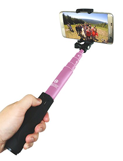Halcyon T.™ Wireless Selfie Stick Pro: Bluetooth Monopod for iPhone 6 , 6s, 6, 5, 5s, Samsung Galaxy S7, S6, Note 5, Nexus 6P, 5X, HTC, and GoPro (Pink)