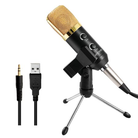 Fifine 35mm Condenser Studio Microphone Podcast with Sound Echo Adjust for Computer Pc Ideal for Radio Broadcasting Studio Voice-over Sound Studio Recording Karaoke Singing Audio Chat