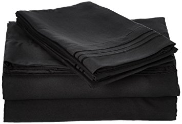 Elegant Comfort 4-Piece 1500 Thread Count Egyptian Quality Bed Sheet Sets with Deep Pockets, California King, Black