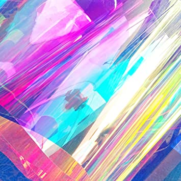 Moyishi 17.7''x39.3'' Glossy Laser Rainbow Peel and Stick Adhesive Wraps Art Decorations DIY