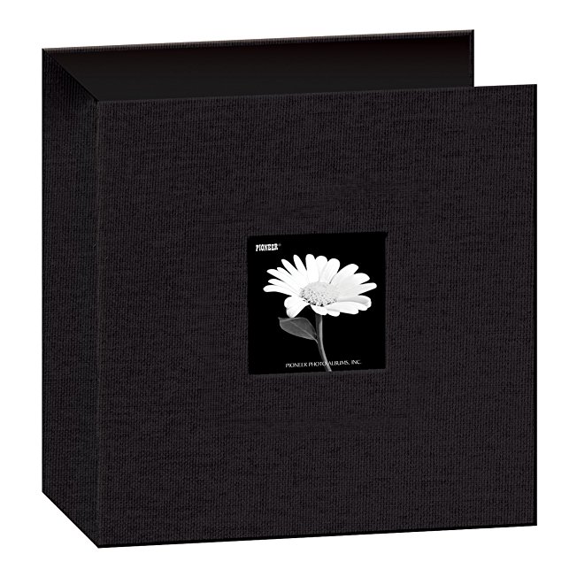 Pioneer 8 1/2 Inch by 11 Inch 3-Ring Fabric Frame Cover Memory Binder, Deep Black