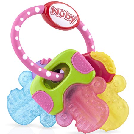 Nuby Perfectly Icy Bite Keys Multi Surfaced Soothing Teether, Pink, 1 Pack