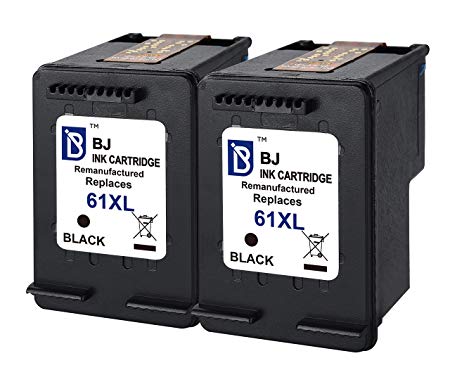 BJ Remanufactured Ink Cartridge Replacement for HP 61XL 61 XL (2 Black) CH563WN High Yield for HP Envy 4500 5530 5535 HP OfficeJet 2620 4630 4635 HP DeskJet 1000 1010 2050 2540 3000 3050 3516