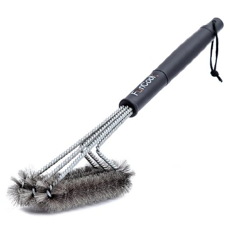 BBQ Grill Brush By FunCook, 18" Best Barbecue Grill Cleaner, 3 Stainless Steel Brushes in 1, Effective and Durable,A Great Gift for All Barbecue Lovers