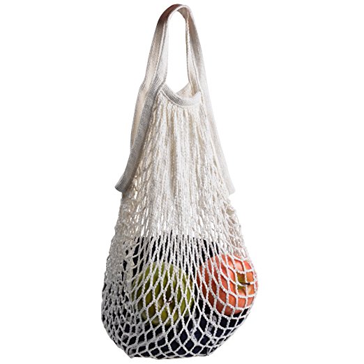 Cosmos Cotton Net Shopping Tote Ecology Market String Bag Organizer (White)