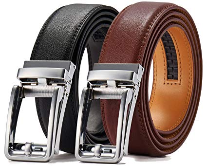 Mens belt, Leather Ratchet Belt Dress with Automatic Sliding Buckle 1 3/8'', Suit Belt with Gift Set