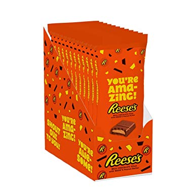 REESE'S Valentine's Day Candy, Peanut Butter Milk Chocolate You're Amazing Appreciation Candy Bars, 4.2 oz Bars, 12 Count