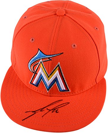 Jose Fernandez Miami Marlins Autographed Orange Cap - Autographed Hats