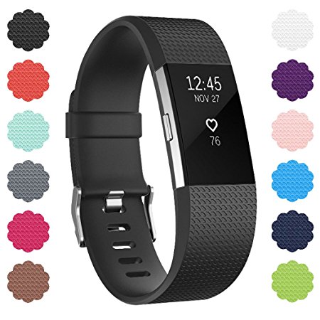 Fitbit Charge 2 Bands, Soulen Soft Accessory Replacement Wristband Strap Classic Large Small Band Available in Varied Colors with Secure Metal Clasp for Fitbit Charge 2