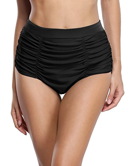 ATTRACO Women's Solid Swim Bottom Beach Bikini Bottom High Waist Swimwear Bottom