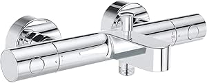 GROHE Mitigeur thermostatique bain douche Precision Get, montage mural, indicateur de température, filtres intégrés, poignées métalliques, rosaces incluses, chromé, 34774000 (Import Allemagne)