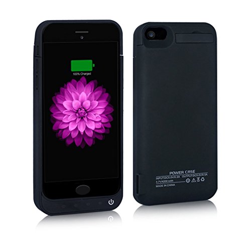 For iPhone 5/5s Charger Case, BSWHW 4200mAh 4" iPhone 5/5s Portable Battery Bank with Built-in Kickstand Extended Juice Bank Rechargeable Power Battery Pack Backup Juice Bank-Ink black