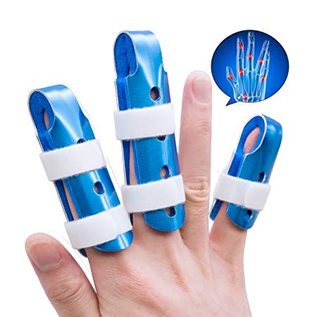 Sumifun Finger Splints, (3 Piece) Mallet DIP Finger Splints, Finger Support Brace, Finger Splints for Trigger Thumb Finger Immobilizer Joint Protection Finger Injury Protector