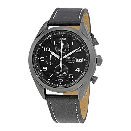 Seiko Men's Chronograph Quartz Watch with Leather Strap SSB277P1