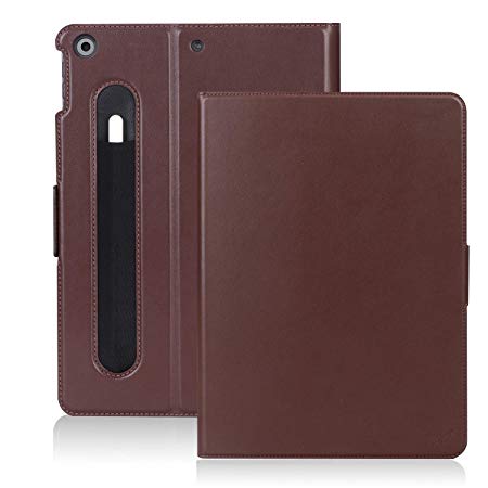 FYY New iPad 10.2" 2019 Case with Pencil Holder Luxury Cowhide Genuine Leather Handcrafted Case Cover with [Auto Sleep-Wake Function] for New iPad 10.2 inch 2019 Brown