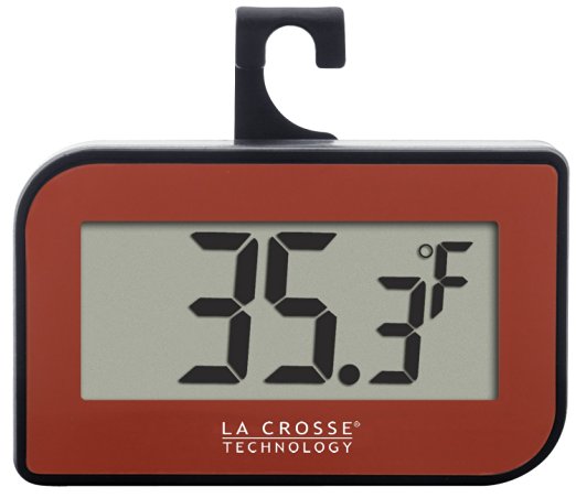 La Crosse Technology 314-152-R Digital Refrigerator-Freezer Thermometer with Hook