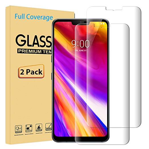 LG G7 Screen Protector [2 Pack], Halnziye LG G7 ThinQ Screen Protector [3D Full Coverage] [Case Friendly] [Bubble Free] Tempered Glass Screen Protector Guard Cover Film for LG G7/LG G7 ThinQ - Clear