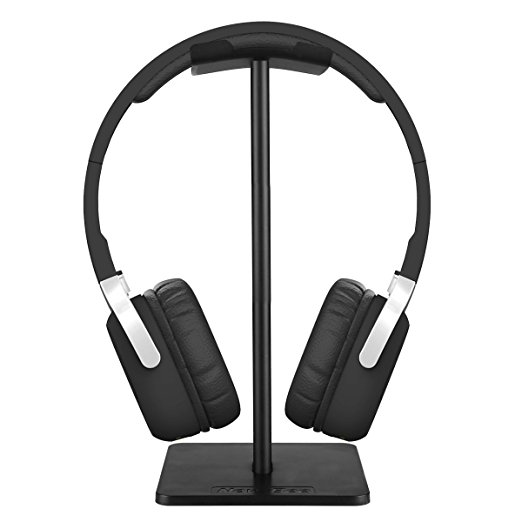 New Bee Headphone Stand - Earphone Stand with Aluminum Supporting Bar, Flexible Headrest, ABS Solid Base for All Headphones Size - Black