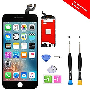 Premium Screen Replacement Compatible with iPhone 6S Plus Full Assembly -LCD Touch Digitizer Display Glass Assembly with Tools, Fit Compatible with iPhone 6S Plus (Black)