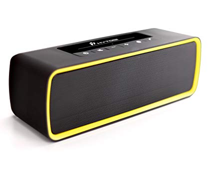 HYTOBI Wireless Portable Bluetooth Speaker, 1200mAh with 6  Hour Battery Life and Built in Micro SD Card Slot (Yellow Trim)