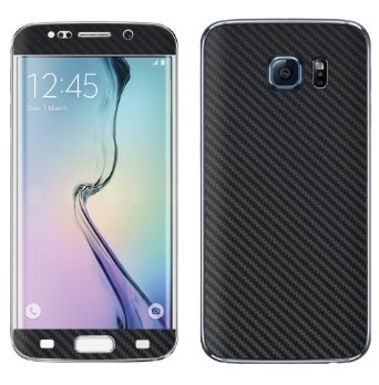Samsung Galaxy S7 Edge Skin Sticker, Supstar® Premium 3D Texture Carbon Fibre Full Body Skin Vinyl Decal [Waterproof, Dustproof] Screen Protector for Galaxy S7 Edge - Black