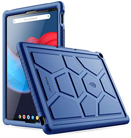 Poetic TurtleSkin Series Designed for Google Pixel Slate 12.3 Inch case, Heavy Duty Shockproof Kids Friendly Silicone Bumper Protective Case Cover, Navy Blue
