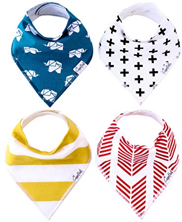 Baby Bandana Drool Bibs for Drooling and Teething 4 Pack Gift Set For Boys and Girls “Indie Set” by Copper Pearl