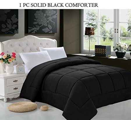 Elegant Comfort All Season Goose Down Alternative Double-Fill Comforter (Duvet Insert), Twin/Twin X-Large, Black