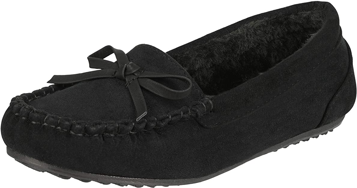 Solemate Women’s Faux Suede Fur Lined Slip On Flat Loafer Moccasins