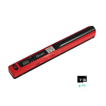 FastSnail Portable Scanner up to 900 DPI, Document & Image Magic Wand, Handheld Wireless A4 Scanner with 16G Micro SD Card Red