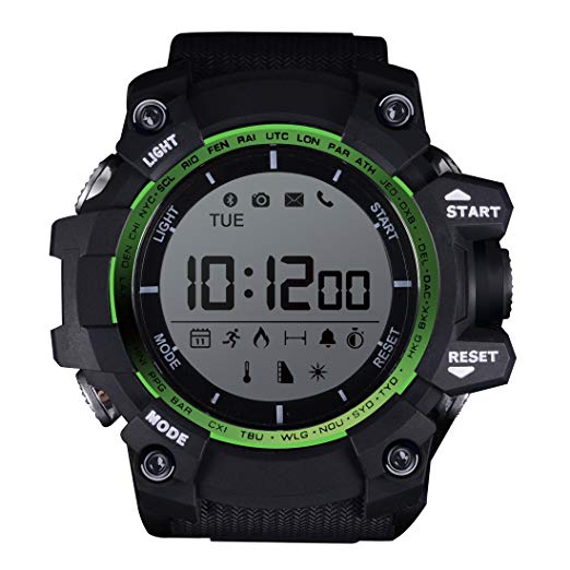 Mens Digital Sports Watch Multifunctional LED Wristwatch Sleep Monitor Pedometer Daily Activity Monitor IP68 Waterproof Bluetooth Smart Bracelet For Android iOS (Green)