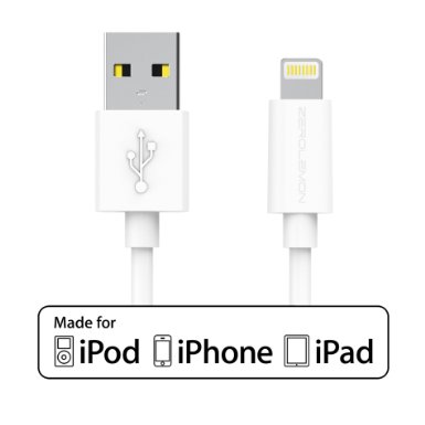 Apple MFi Certified ZeroLemon Lightning to USB Plastic PVC Cable 32 Feet  1 Meter  Enhanced Plastic Cap for iPhone iPod and iPad 2 Year Warranty- PVC White