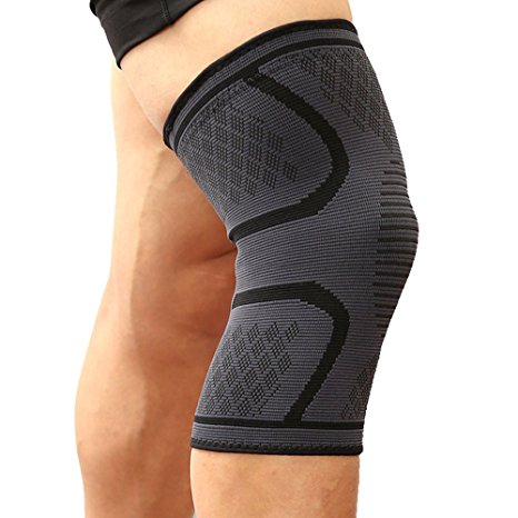 Knee Brace Compression Sleeve Support for Runner, Jogging, Sports, Joint Pain Relief, Arthritis and Injury Recovery-Single Wrap (L, Black)