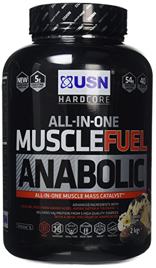 USN Muscle Fuel Anabolic Lean Muscle Gain Shake Powder, Cookies and Cream, 2 kg