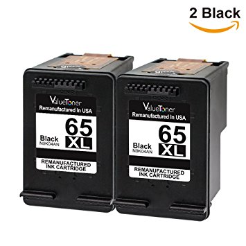 Valuetoner HP Deskjet 3755,3758,Remanufactured Ink Cartridge Replacement For HP 65 XL 65XL High Yield N9K04AN (2 Black) Compatible With HP Deskjet 3720 3721 3730 3732 3752 Printer - InkLevel Chip