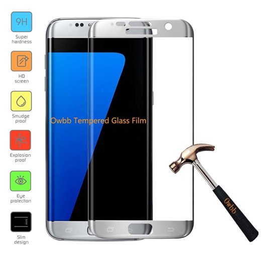 Owbb Tempered Glass Screen Protector Film For Samsung Galaxy S7 Edge Smartphone Explosion-proof 100% Surface Coverage-Silver