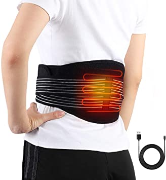 Electric Heating Waist Belt Wrap, Lower Back Heat Belts & Lumbar Therapy Heating Pads for Pain Relief of Stomach Muscle Abdominal, Suitable for Men Women