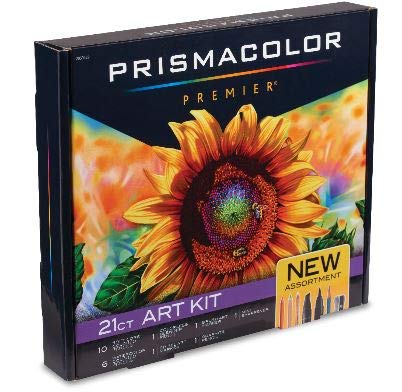 Prismacolor Premier Art Kit, Colored Pencils, Watercolor Pencils, Blender Pencil, Dual-Ended Art Markers, Mini Sharpener, 21 Pieces