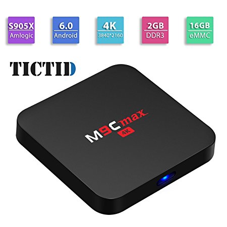 TICTID M9C max Android 6.0 TV Box Amlogic S905X Quad-core 64 bits [2GB DDR3/16GB eMMC] with Kodi 16.1 H.265 HDMI 2.0 VP9 HDR Video Decoder 4k 2k Output 2.4G WIFI Streaming Media Player