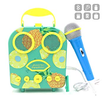 Kids Karaoke Machine with Microphone, Bluetooth Rechargeable Kids Handbag Karaoke Music Player Toy Children MP3 Player Loudspeaker with Microphone (Handbag Green)