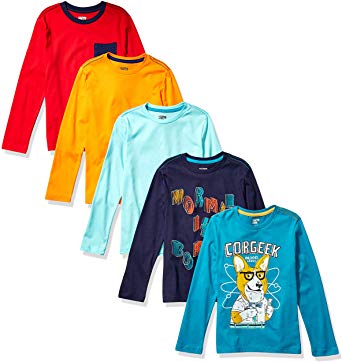 Amazon Brand - Spotted Zebra Boy's Toddler & Kids 5-pack Long-sleeve T-shirts