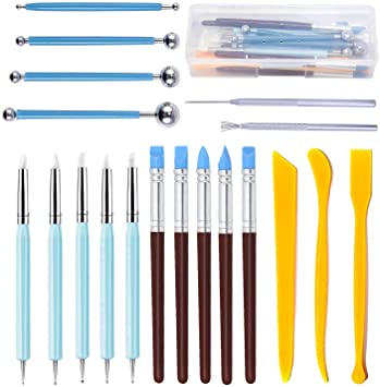 Polymer Clay Tools,Augernis 19PCS Modeling Clay Sculpting Tools with Plastic Case for Kid's After School Pottery Sculpture Classes,Cake Fondant Decoration,Clay,Ceramics Artwork & Holiday Crafts
