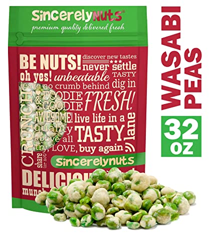 Sincerely Nuts Wasabi Peas (2 LB) - Great for Salads or a Snack-Plant-Powered Protein Source-Add to Trail Mix, or Your Favorite Recipes-Vegan, Kosher & Gluten-Free Food-Bulk Order Snack